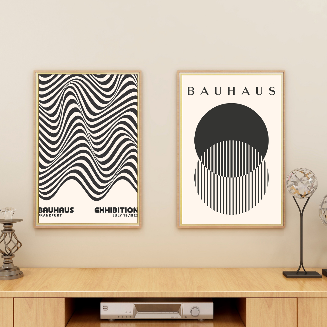 Set of 2 Black & Beige Bauhaus