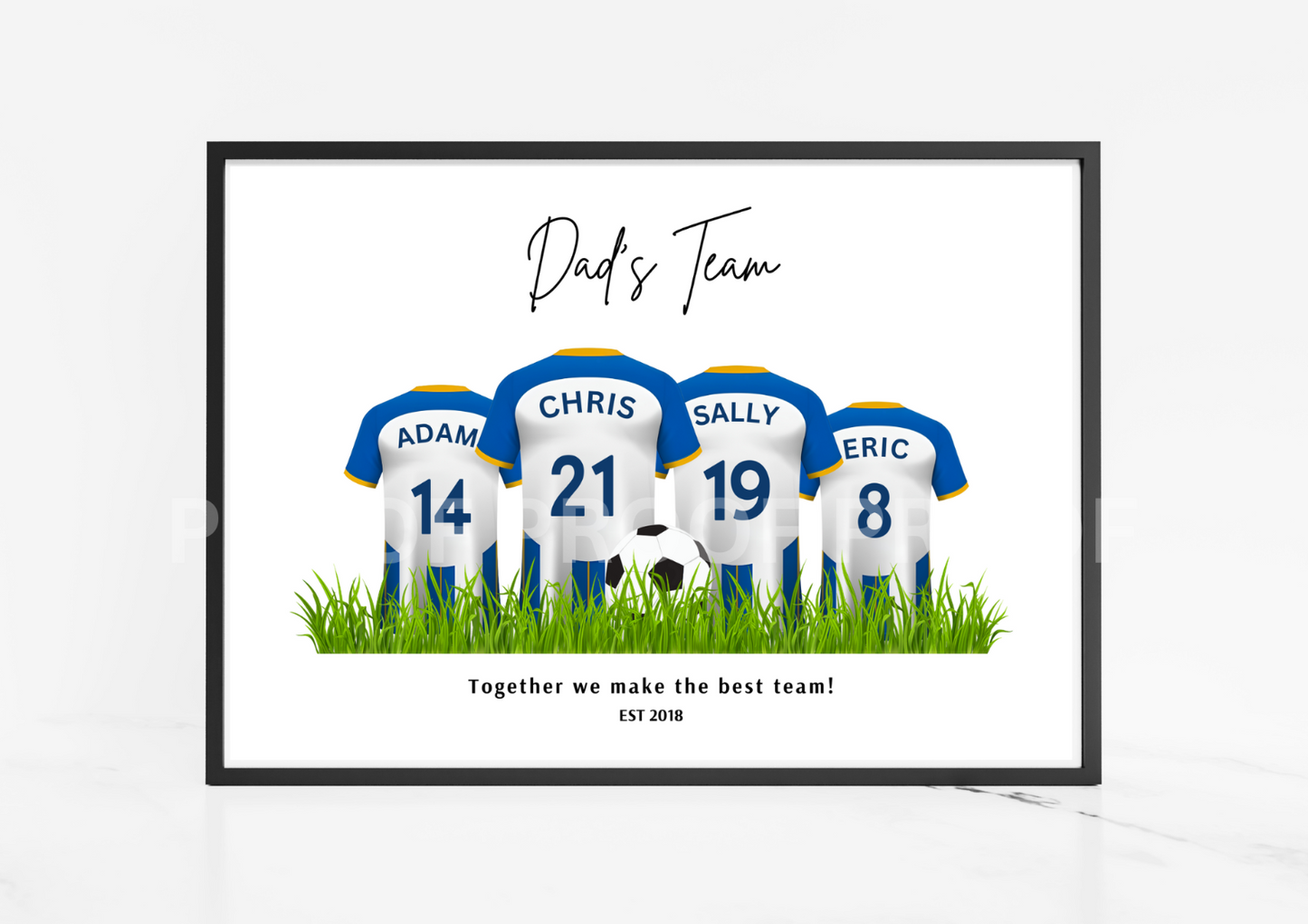 Personalised Football Family Print / Brighton Family Print A5 A4 A3