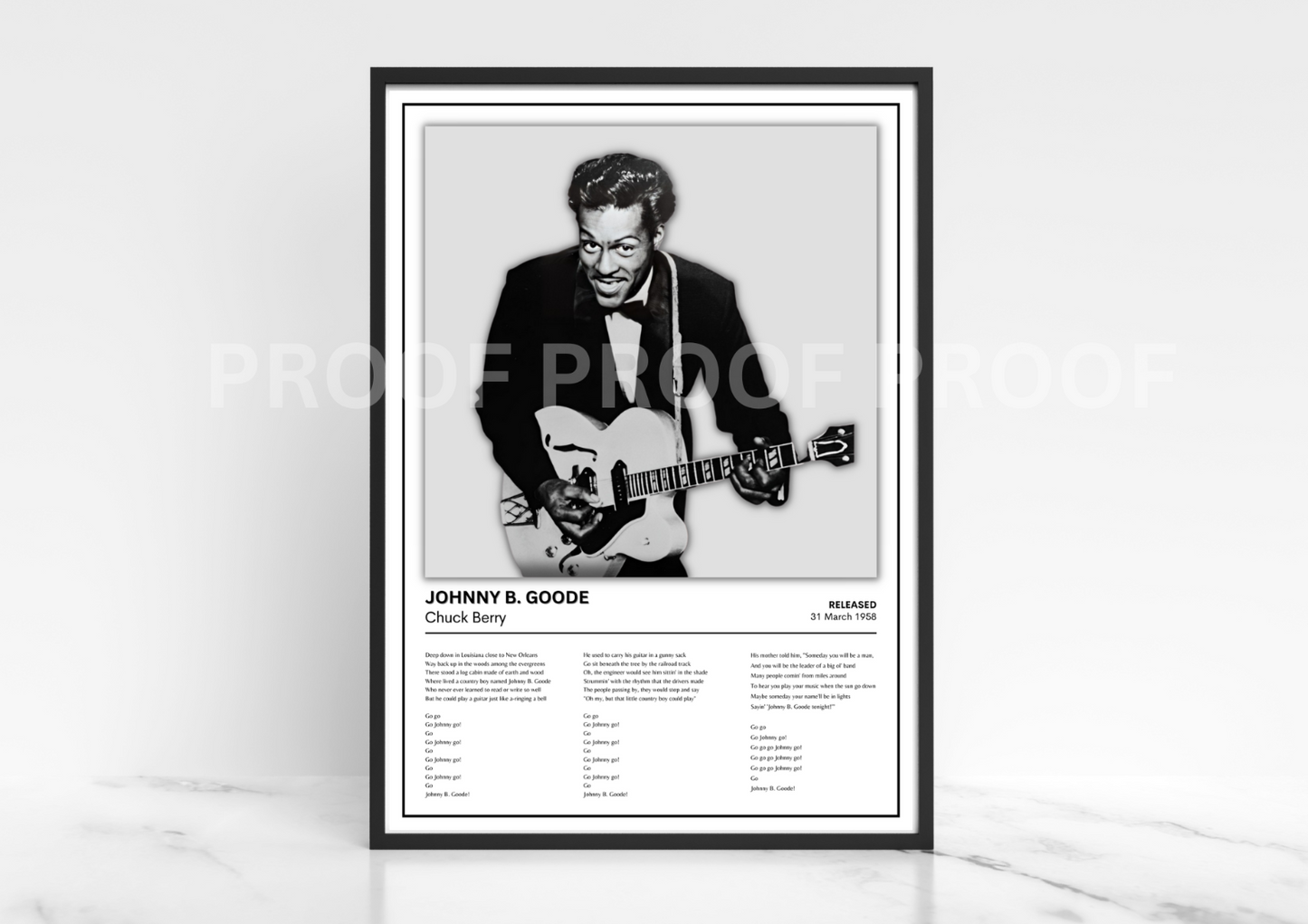 Chuck Berry JOHNNY B. GOODE Album Single Cover Poster / Music Poster