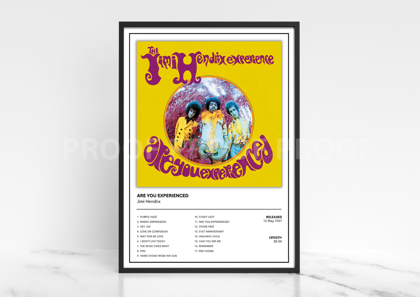 Jimi Hendrix Are You Experienced Album Single Cover Poster / Music Gift