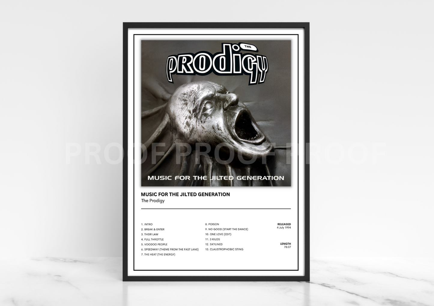 Prodigy Music for the Jilted Generation Music Singles Poster Music Gift