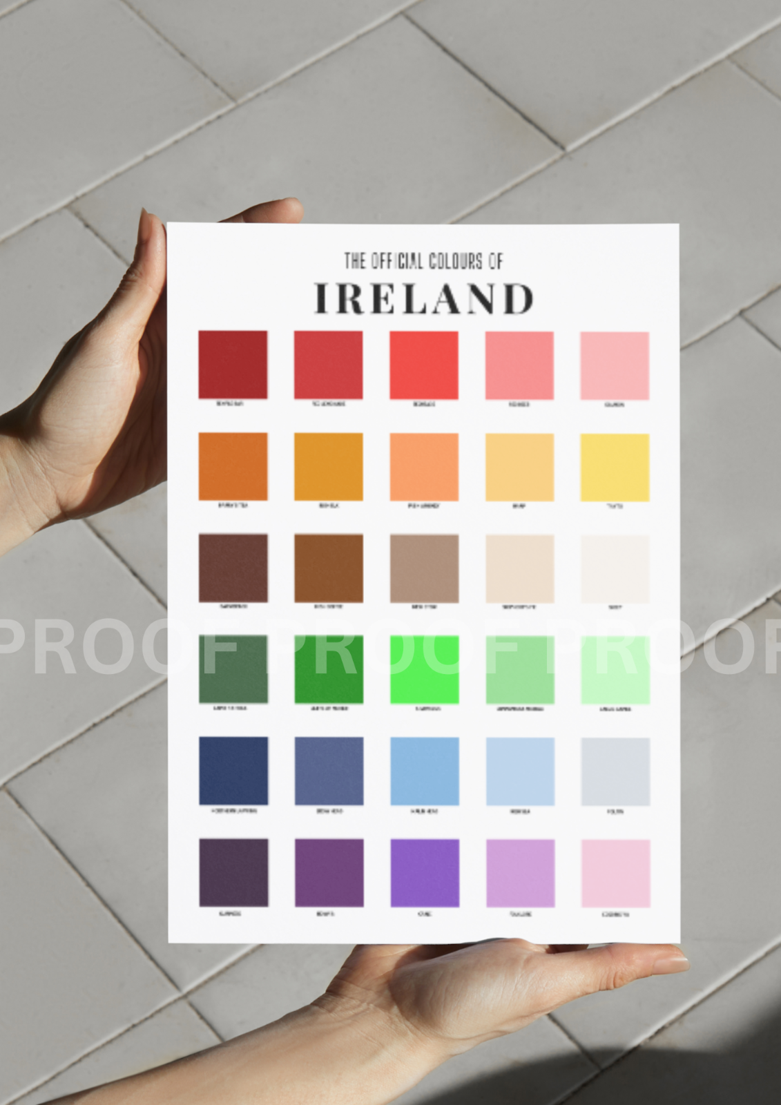The Official Colour Chart of Ireland Poster / A3 A4 A5