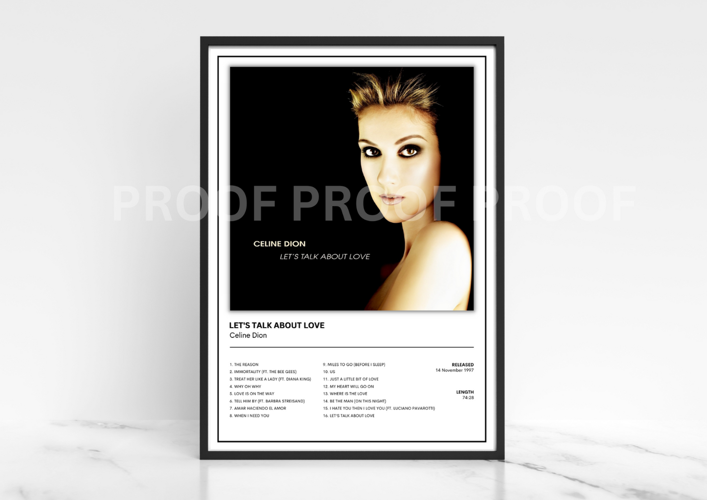 Celine Dion Lets Talk About Love Single Album Cover Poster / Music Poster