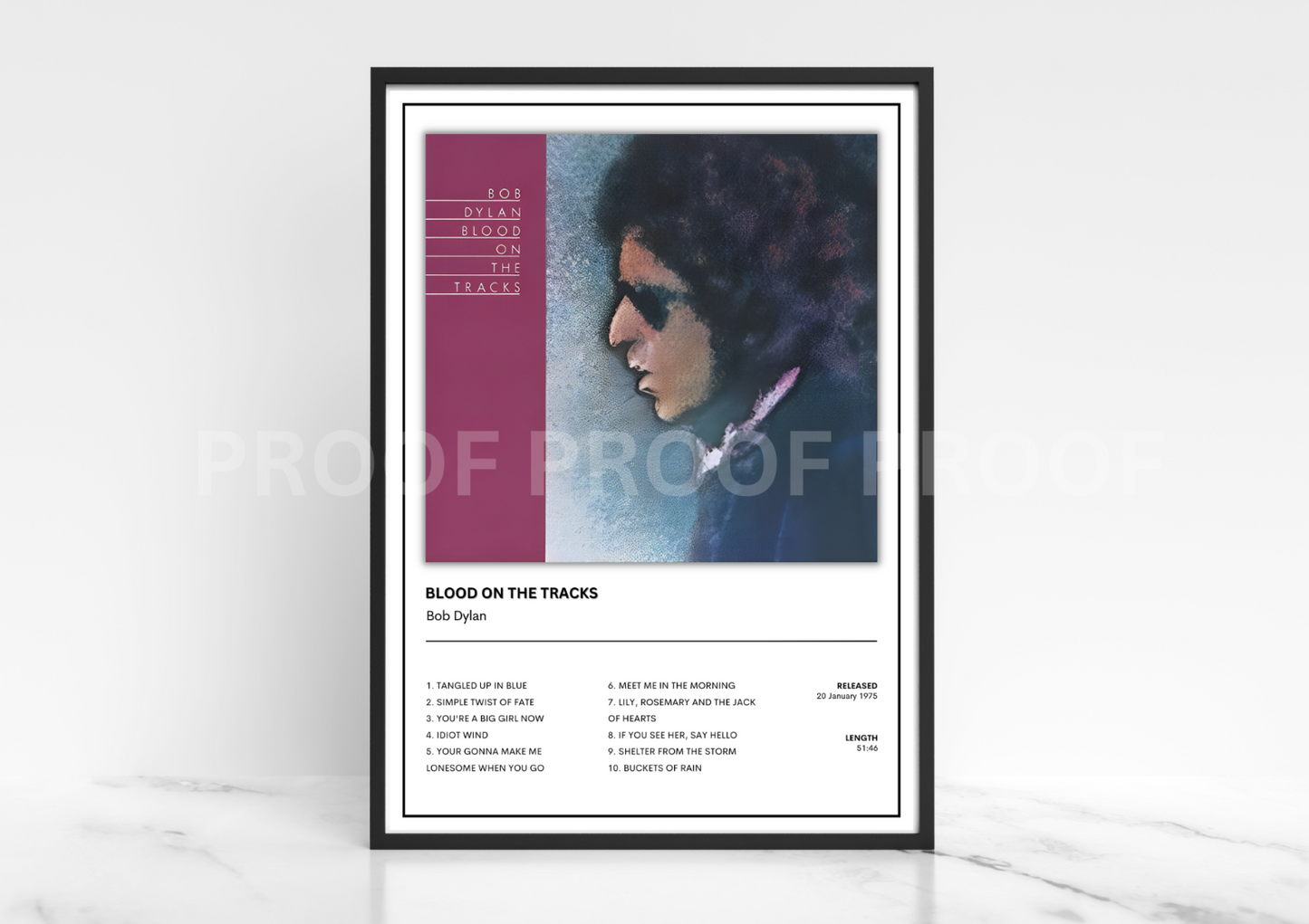 Bob Dylan Blood on the Tracks Album Single Cover Poster / Music Gift