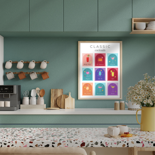 COLOURFUL RETRO COCKTAIL ART POSTER A5 A4 A3 BAR KITCHEN POSTER