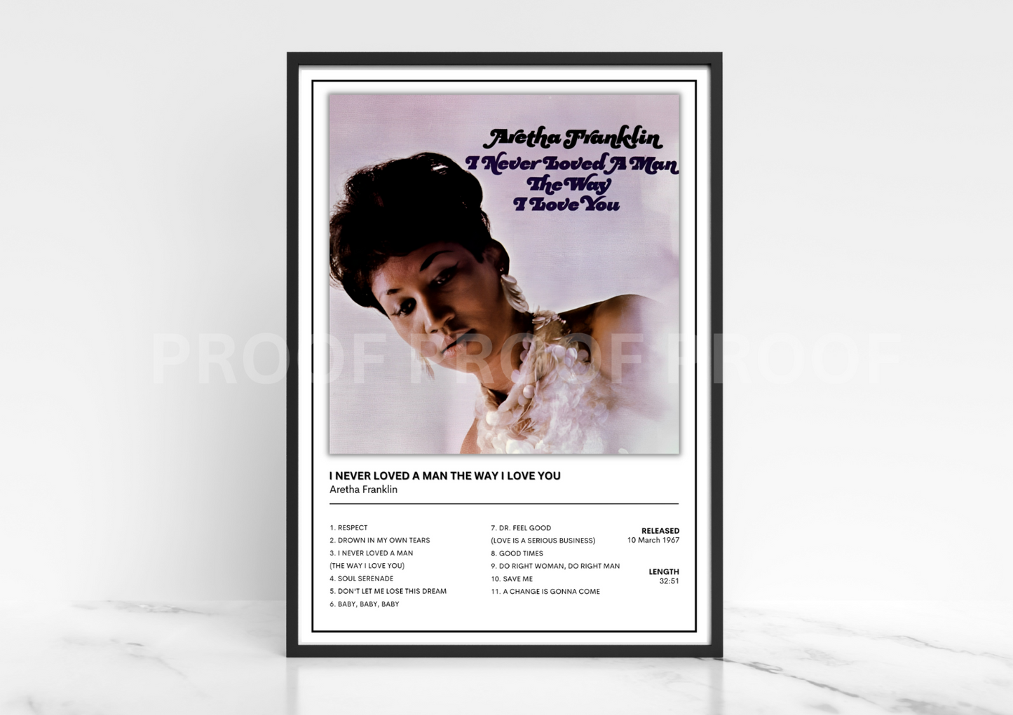 Aretha Franklin I Never Loved a Man Album Singles Cover Music Poster Music Gift