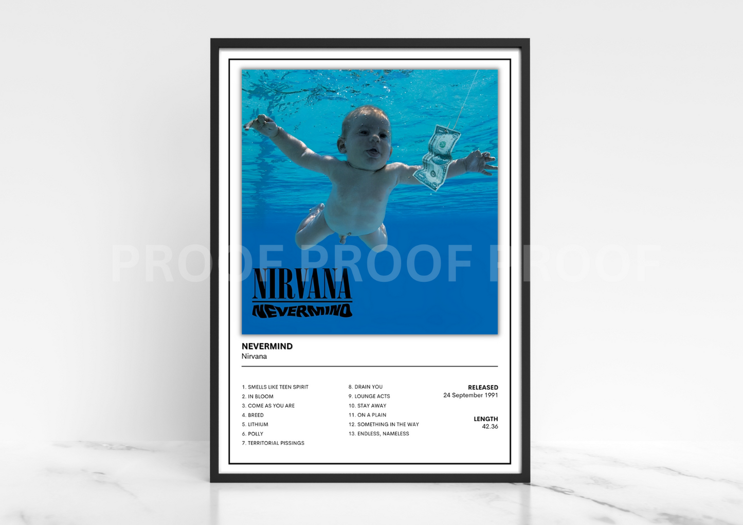 Nirvana Nevermind Album Single Cover Poster / Music Gift
