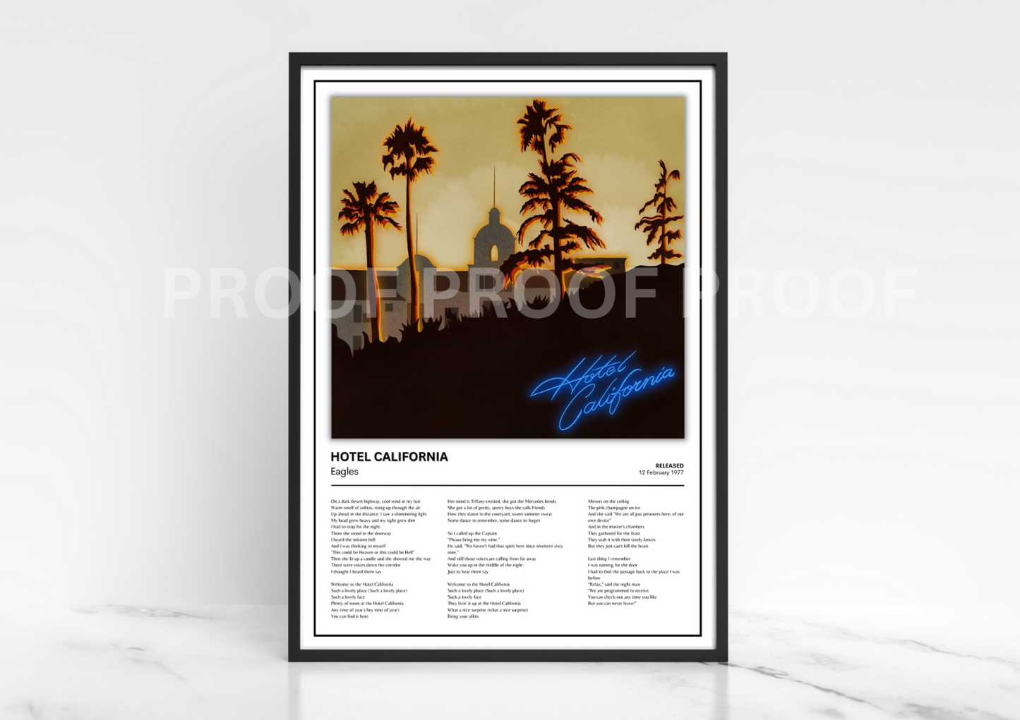 Eagles Hotel California Singles Cover Poster / Music Poster