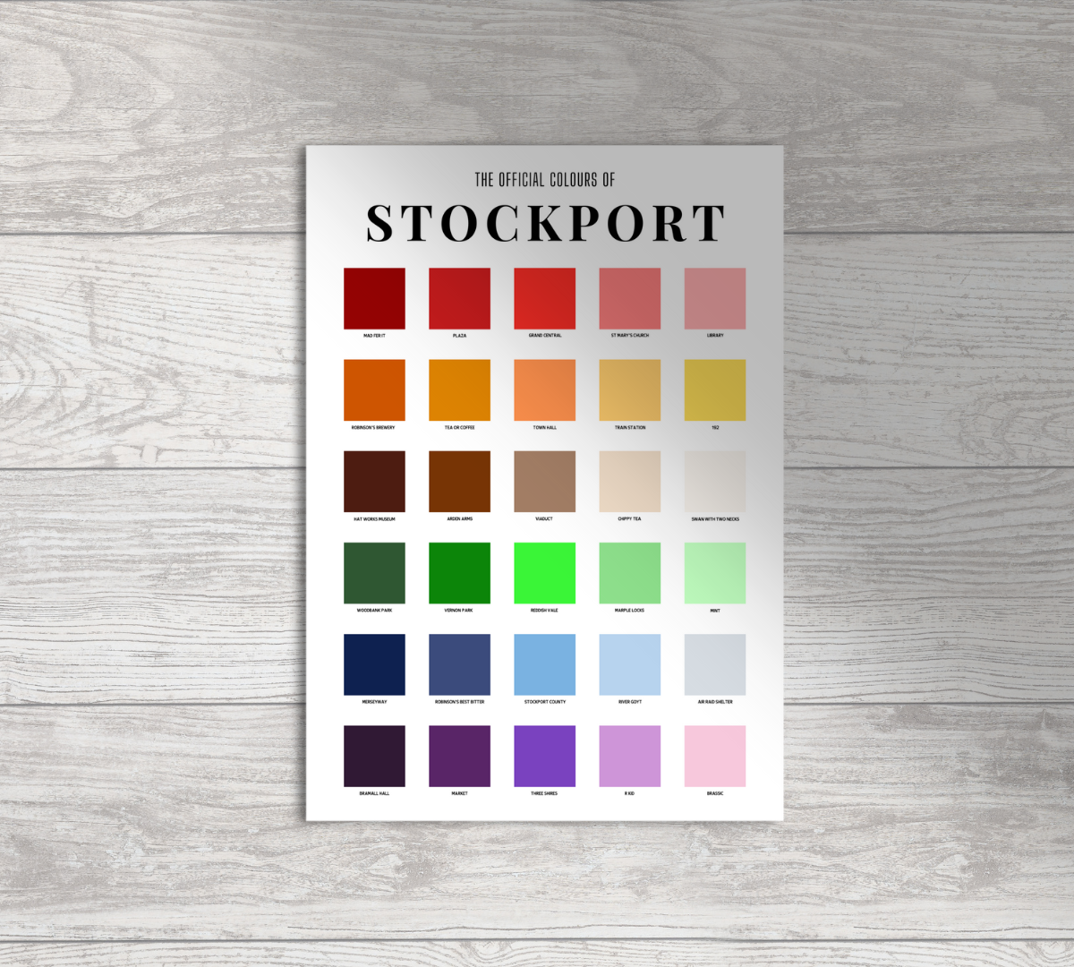 The Official Colours of Stockport Poster / A3 A4 A5 Stockport Print