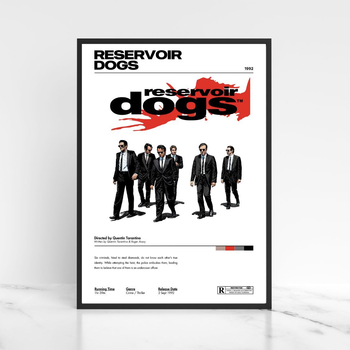 Reservoir Dogs 1992 Mid Century Minimalist Movie Poster Unframed A5 A4 A3