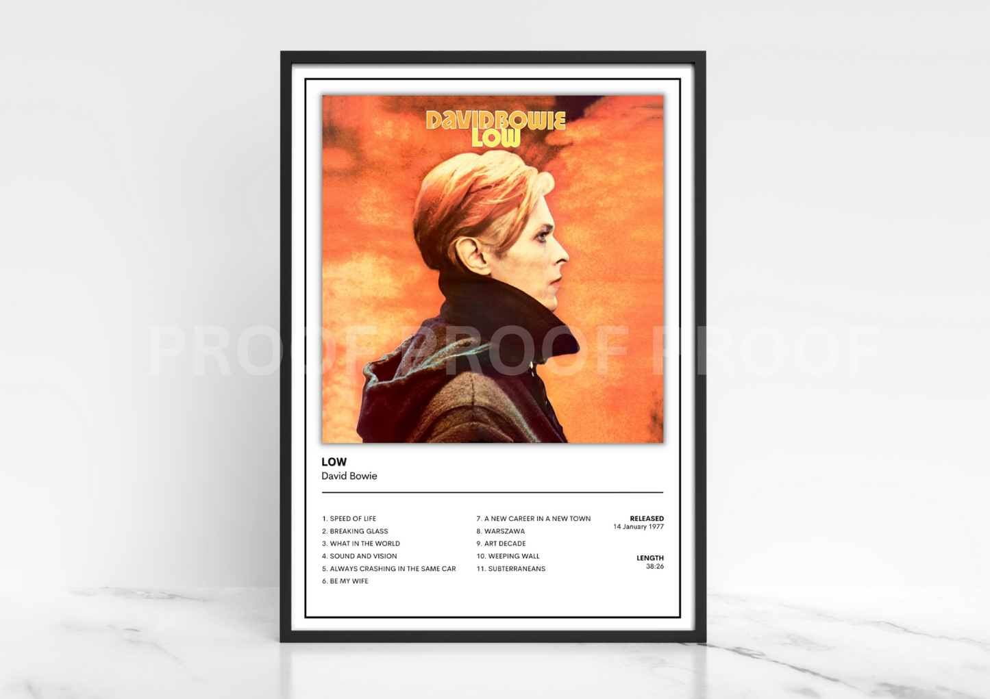 David Bowie Low Cover Music Singles Poster / Music Gift / Christmas Gift