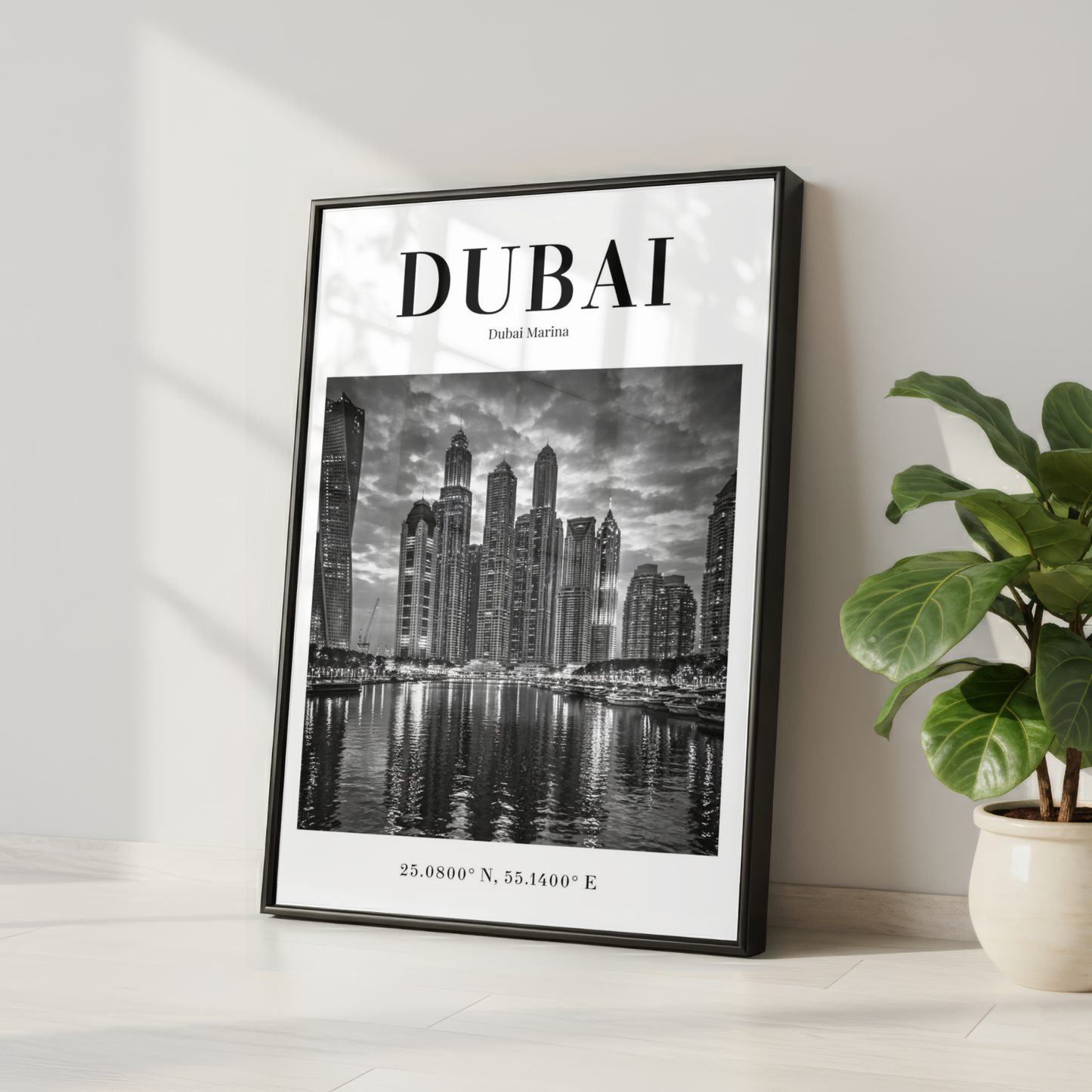 Dubai Marina Monochrome Poster