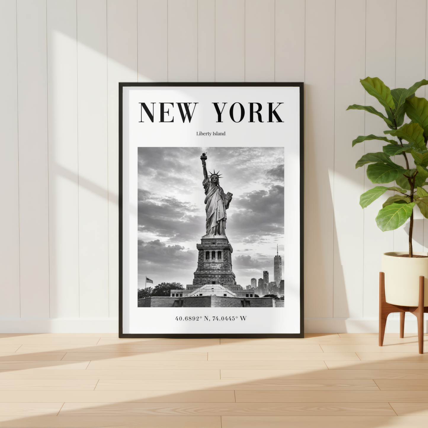 New York Statue of Liberty Monochrome Poster