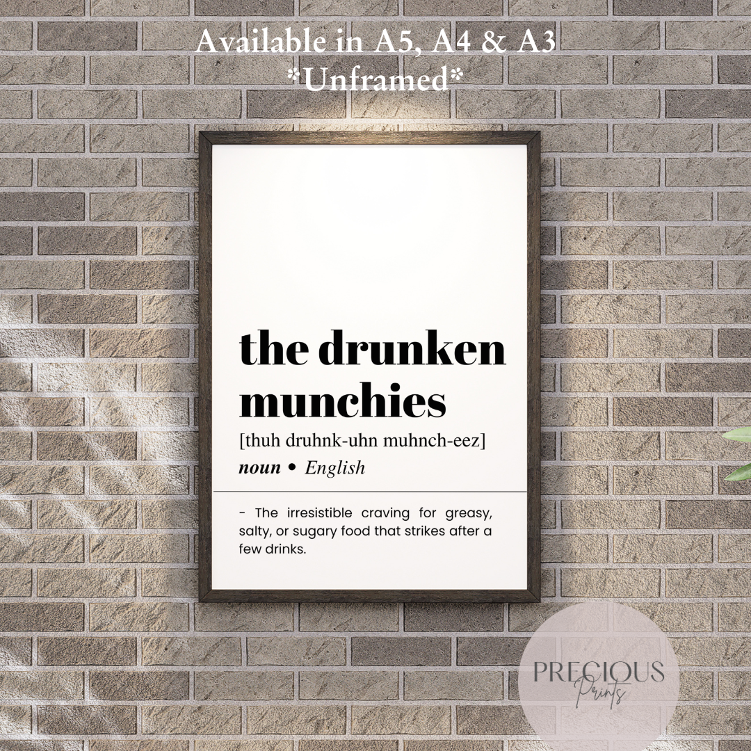 Drunken Munchies Definition Poster