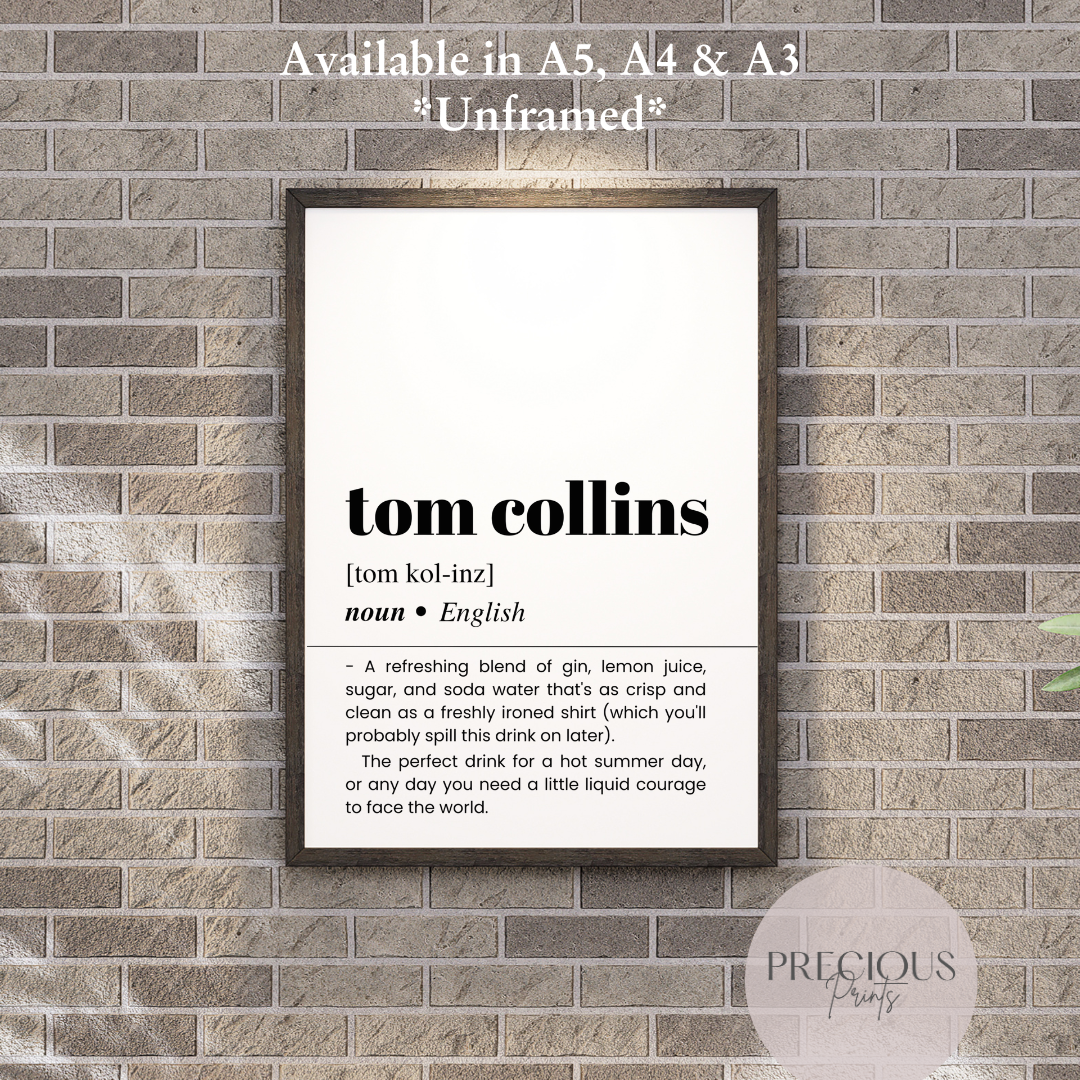 Tom Collins Definition Poster