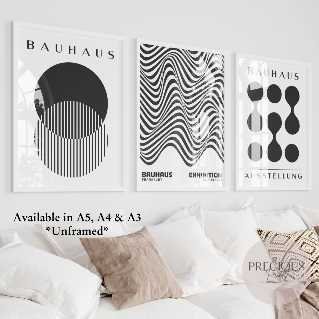 Set of 3 Black & White Bauhaus Prints
