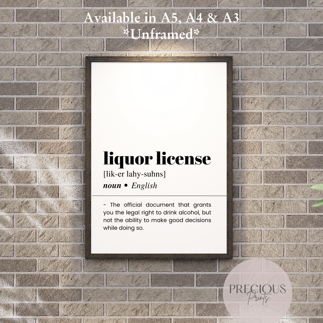 Liquor License Definition Poster