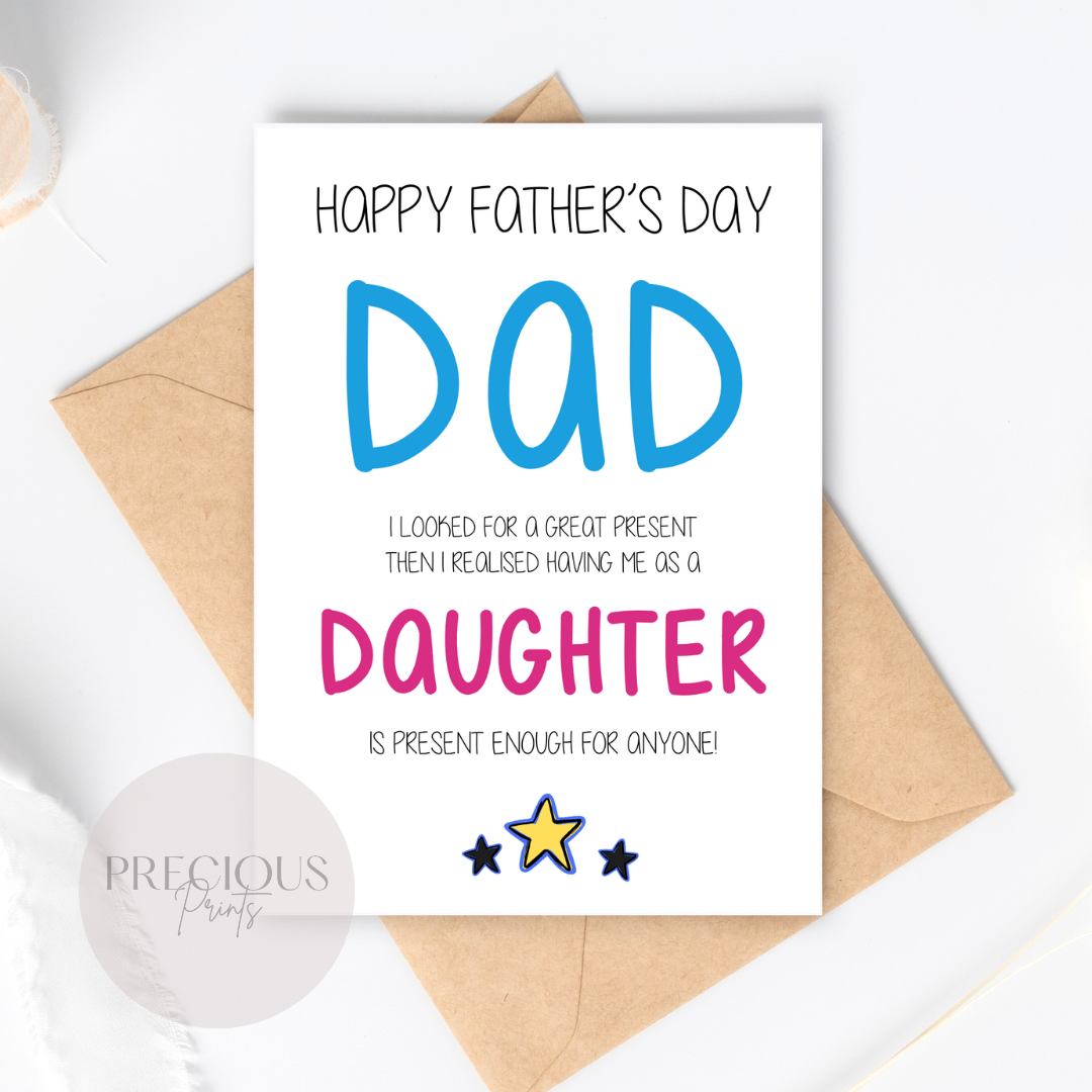 Happy Father's Day Card / Dad and Daughter Card / Happy Father's Day