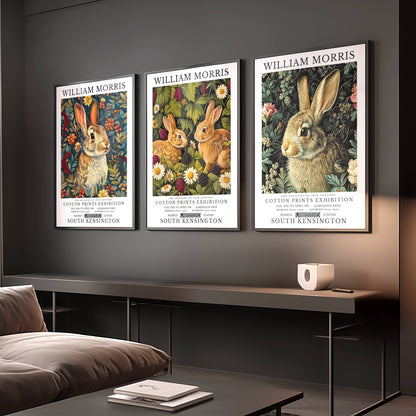 Set of 3 William Morris Rabbit Poster / Art Exhibition Prints