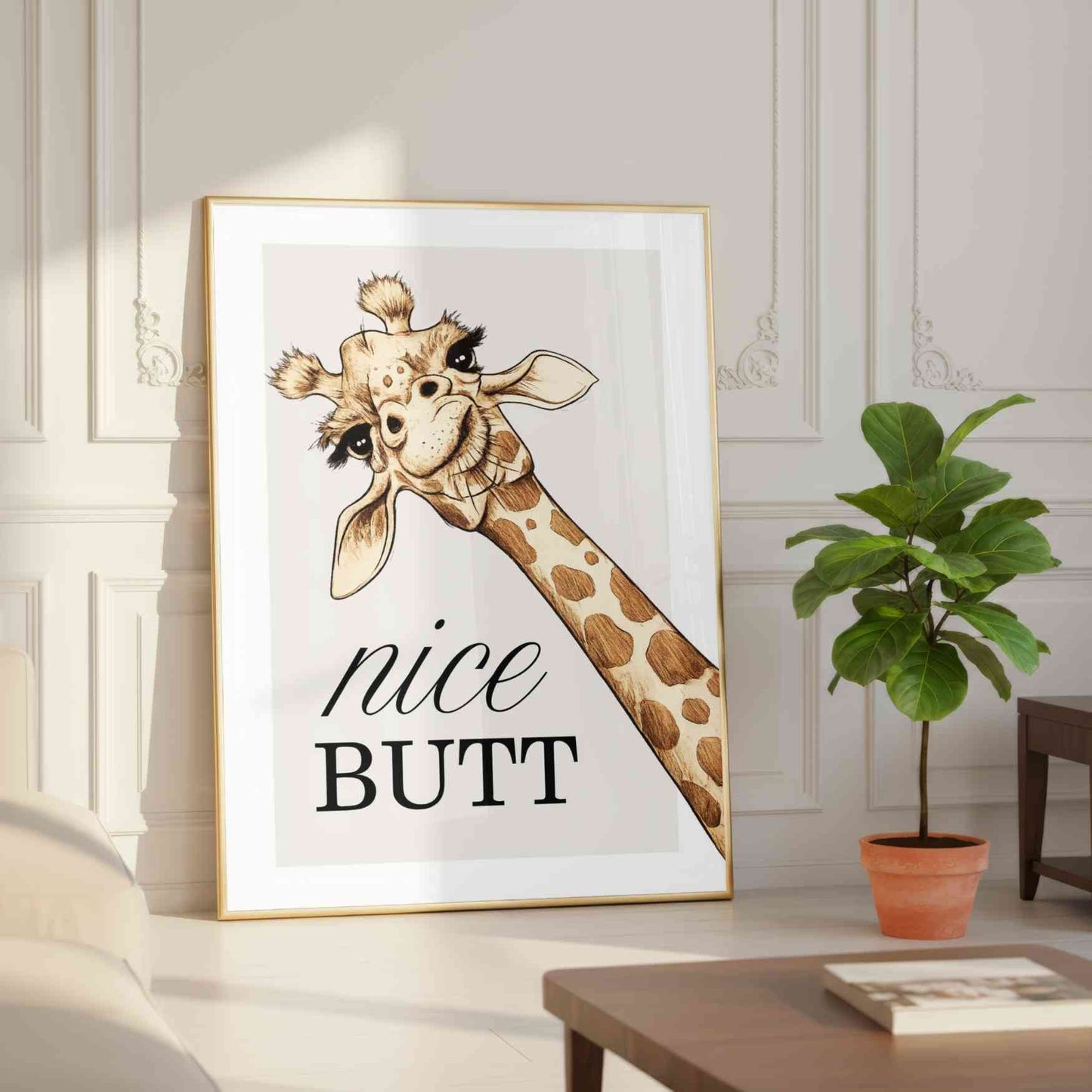 Giraffe Bathroom Print - Nice Butt