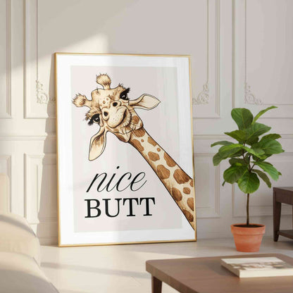 Giraffe Bathroom Print - Nice Butt