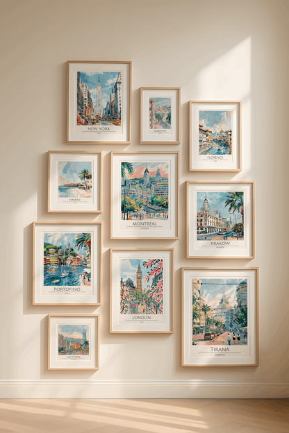 Santorini Greece Travel Print | Coastal Mediterranean Wall Art