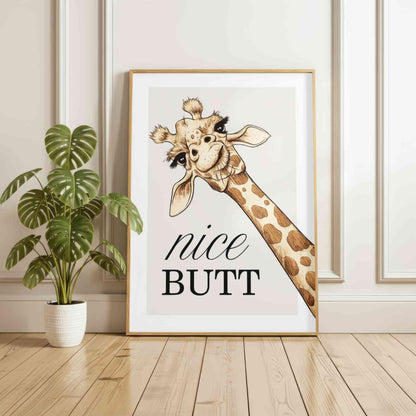 Giraffe Bathroom Print - Nice Butt