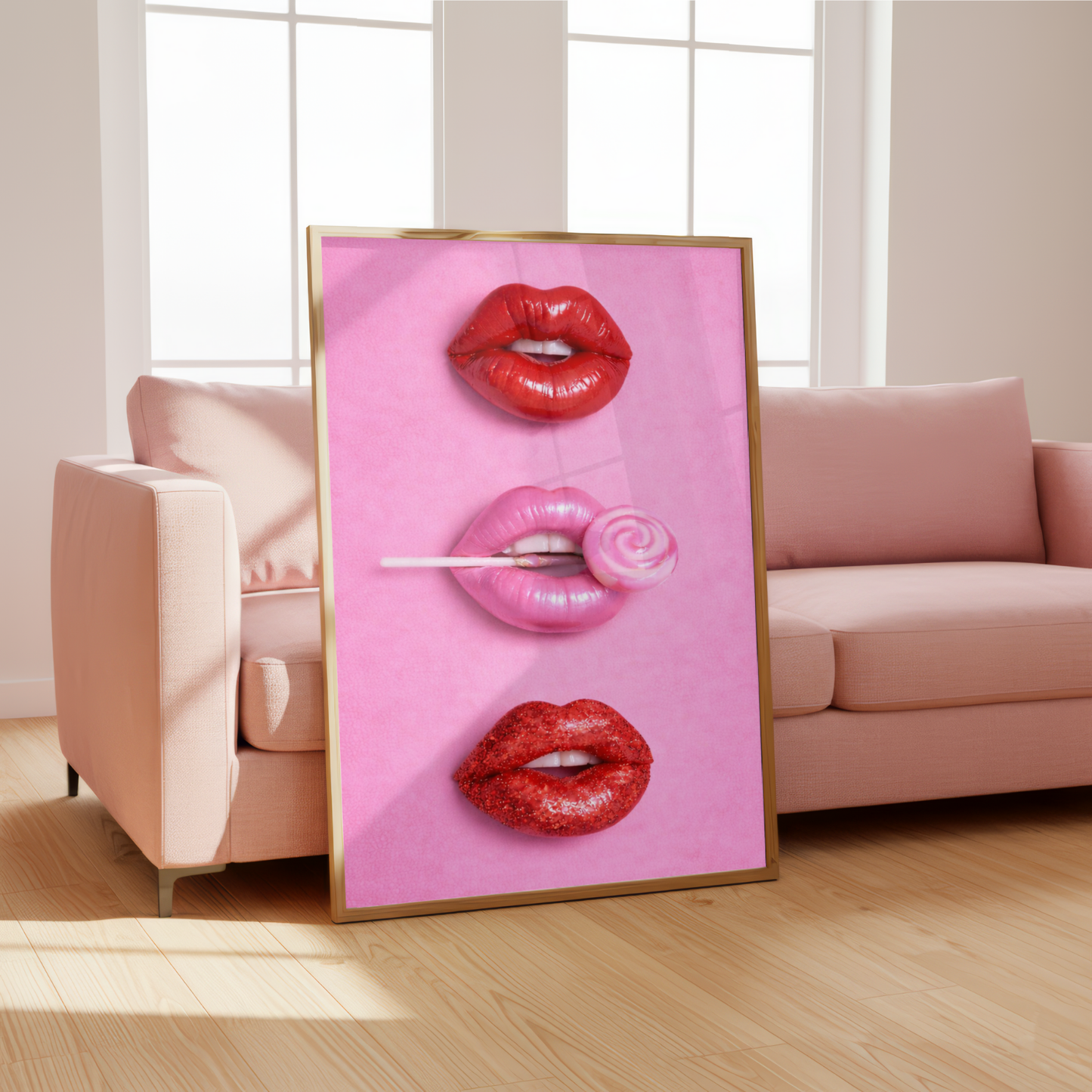 Pink & Red Candy Lips Print