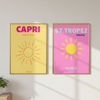 Capri & St. Tropez Travel Prints Set of 2