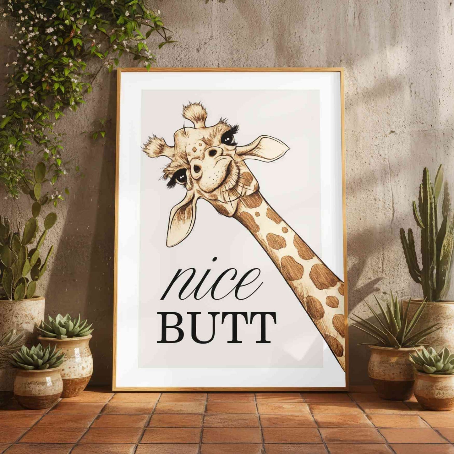 Giraffe Bathroom Print - Nice Butt