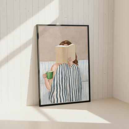 Cosy Reading Girl Wall Art Print