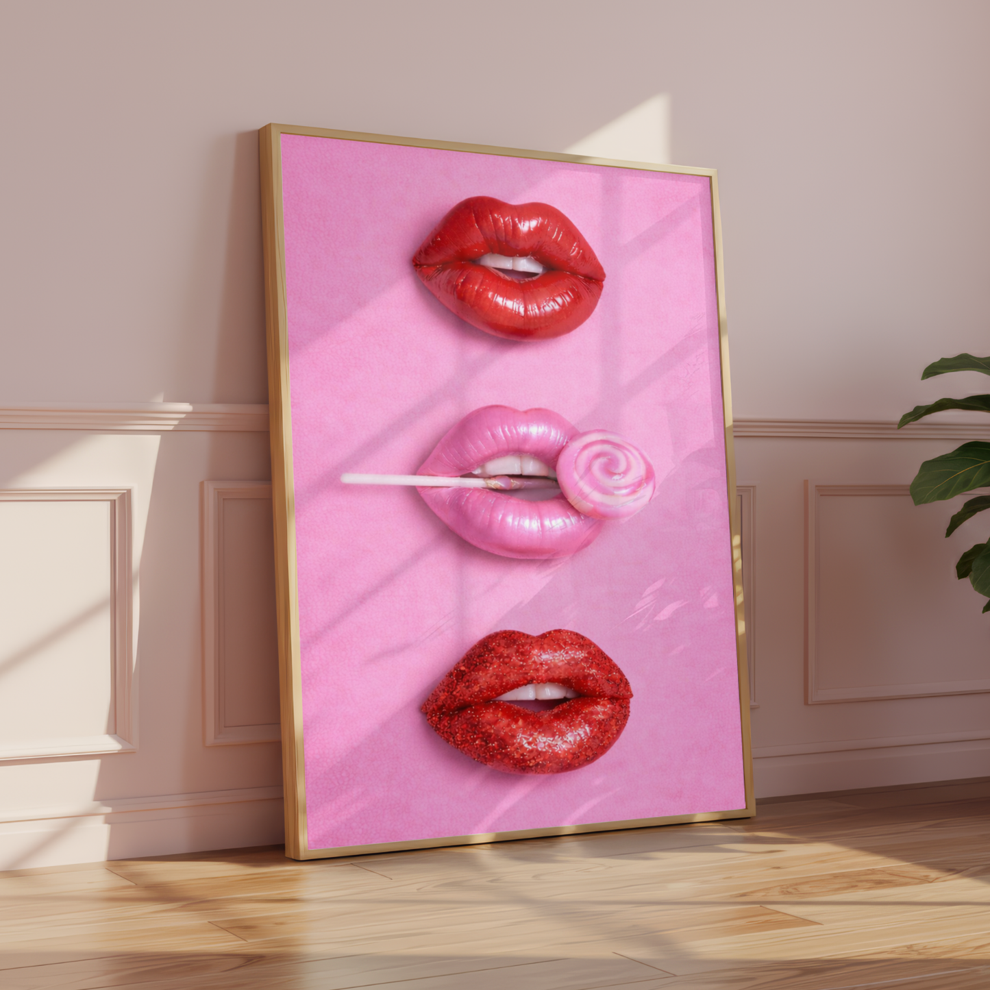 Pink & Red Candy Lips Print