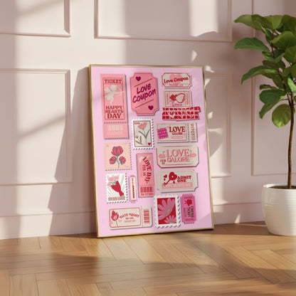 Red & Pink Ticket Preppy Print