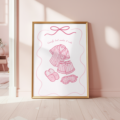 Pink Coquette Pyjama Wall Art Print