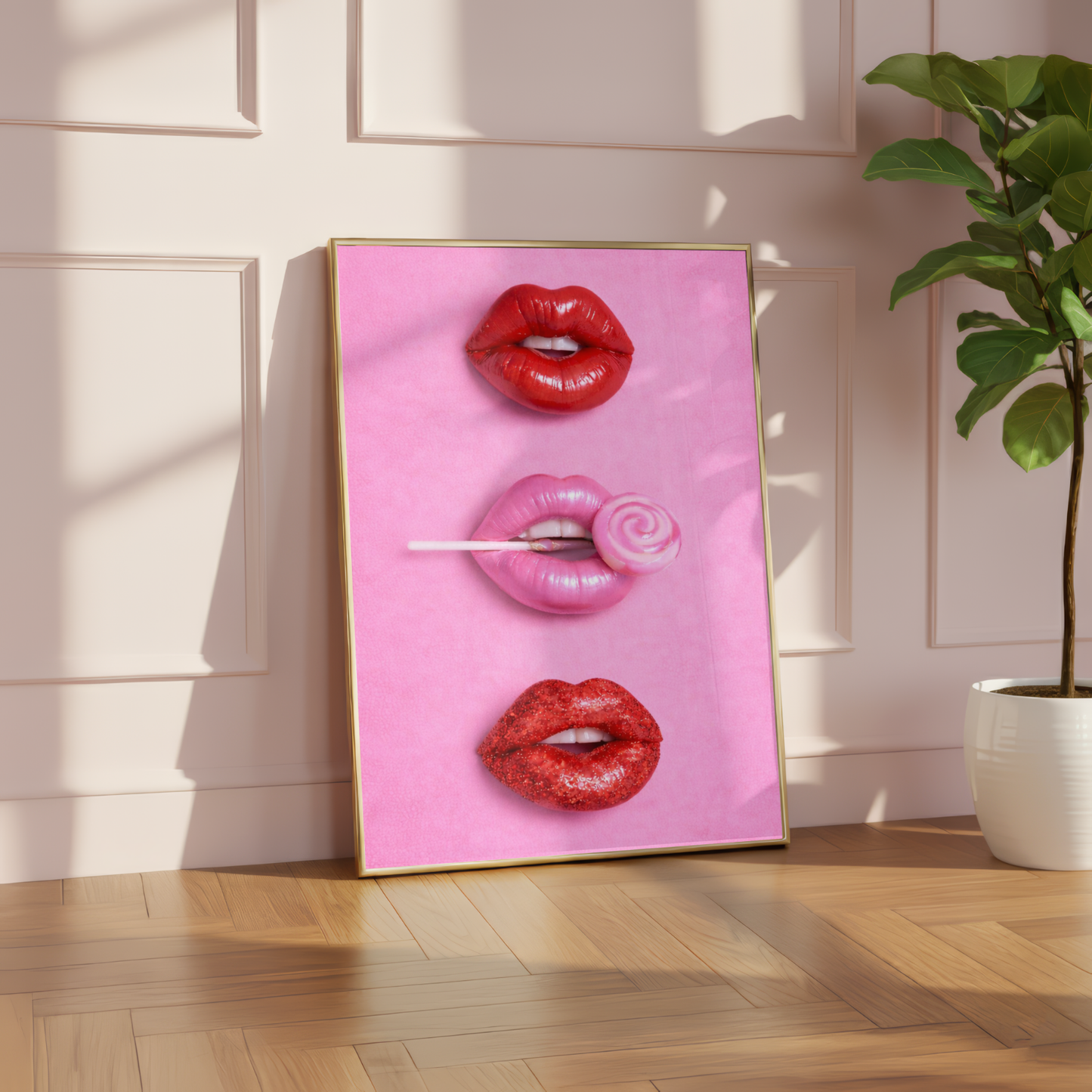 Pink & Red Candy Lips Print