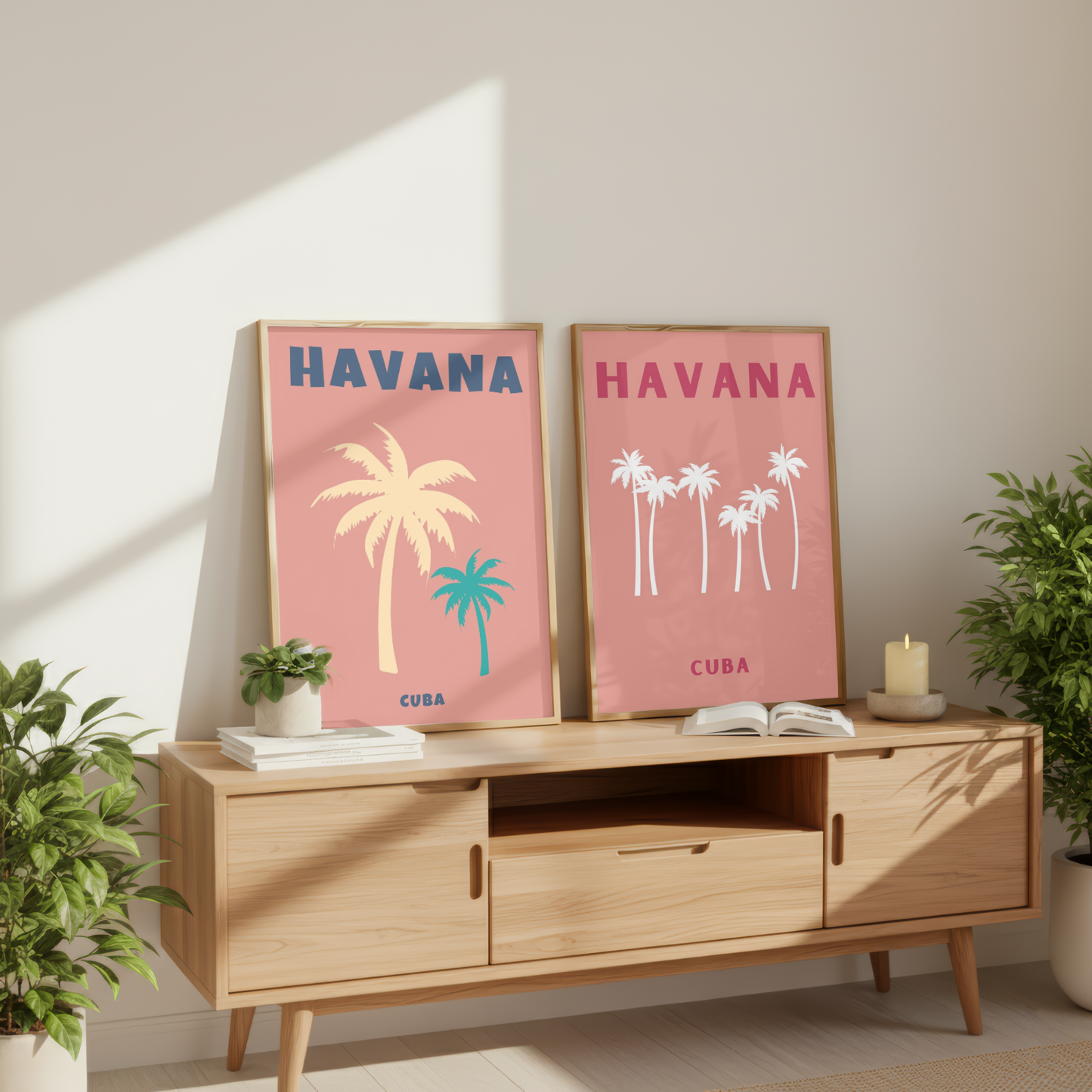 Havana Cuba Tropical Wall Art Set of 2