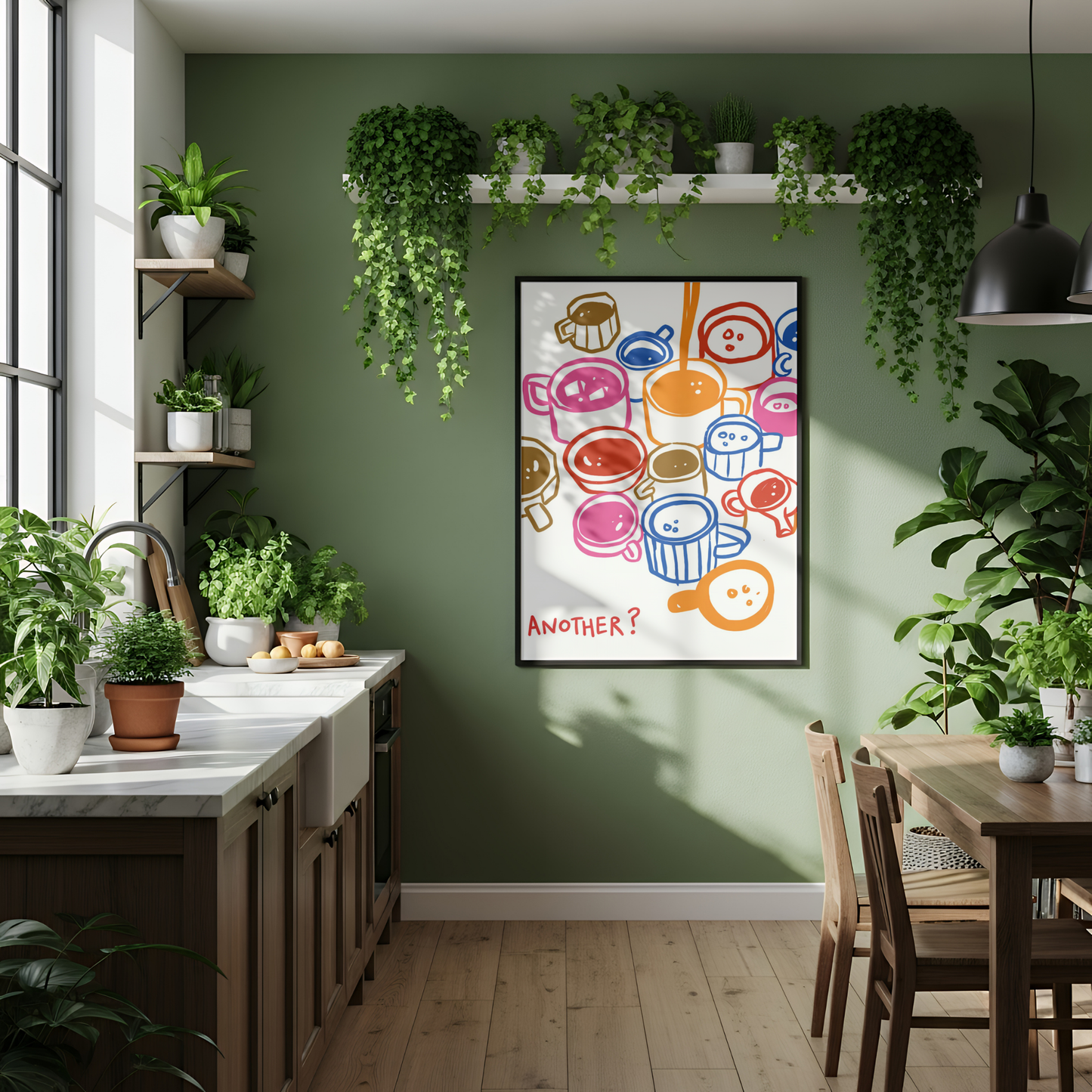 Colourful Coffee Cups Print