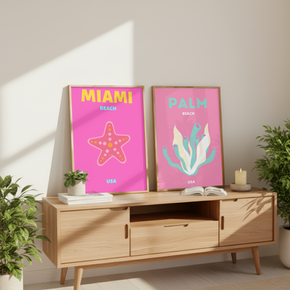 Set of 2 Miami & Palm Beach Coastal Prints