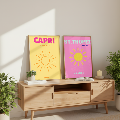 Capri & St. Tropez Travel Prints Set of 2