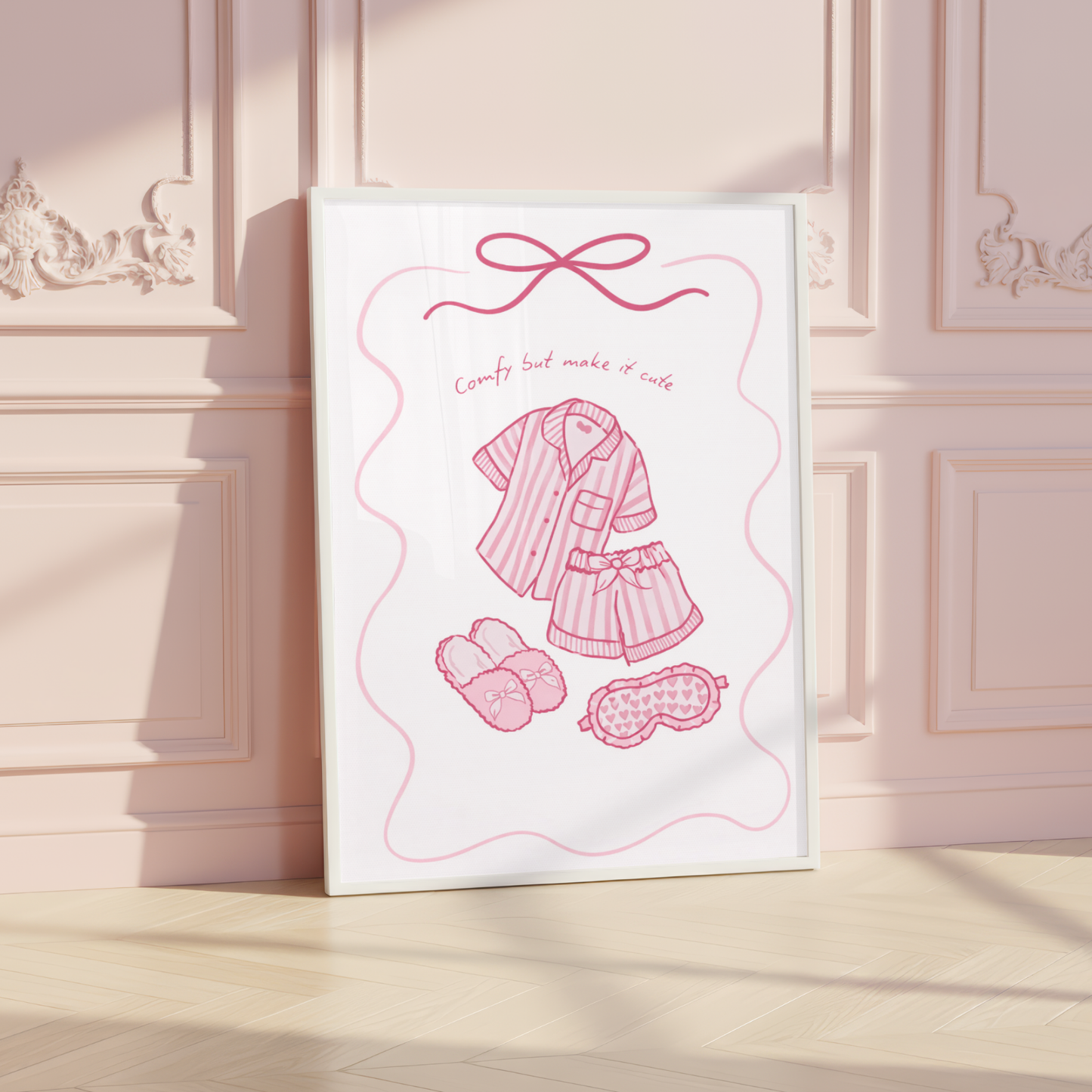 Pink Coquette Pyjama Wall Art Print