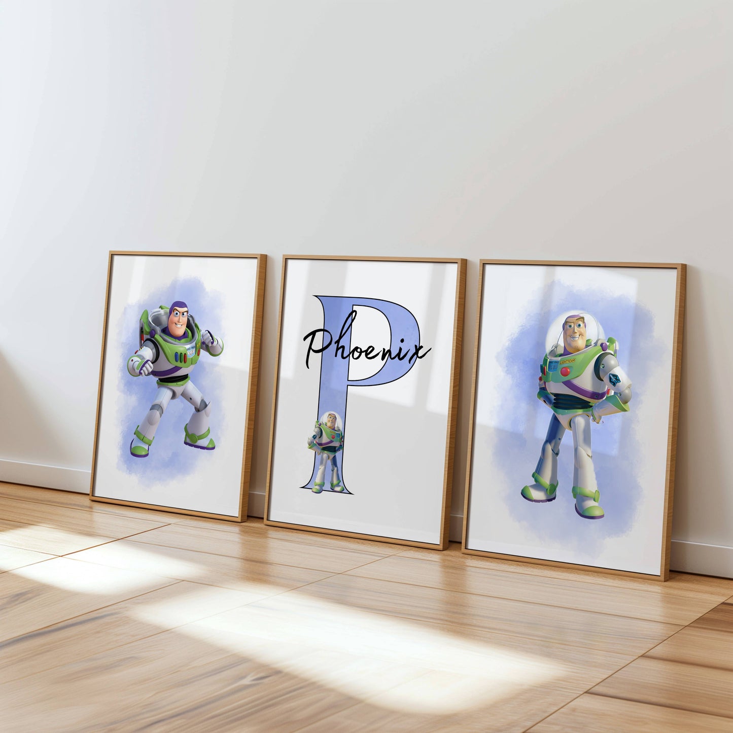 Personalised Buzz Lightyear Nursery Prints Set | Toy Story Inspired Kids Wall Art