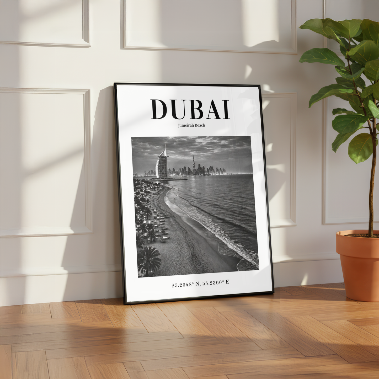 Dubai Jumeirah Beach Monochrome Poster