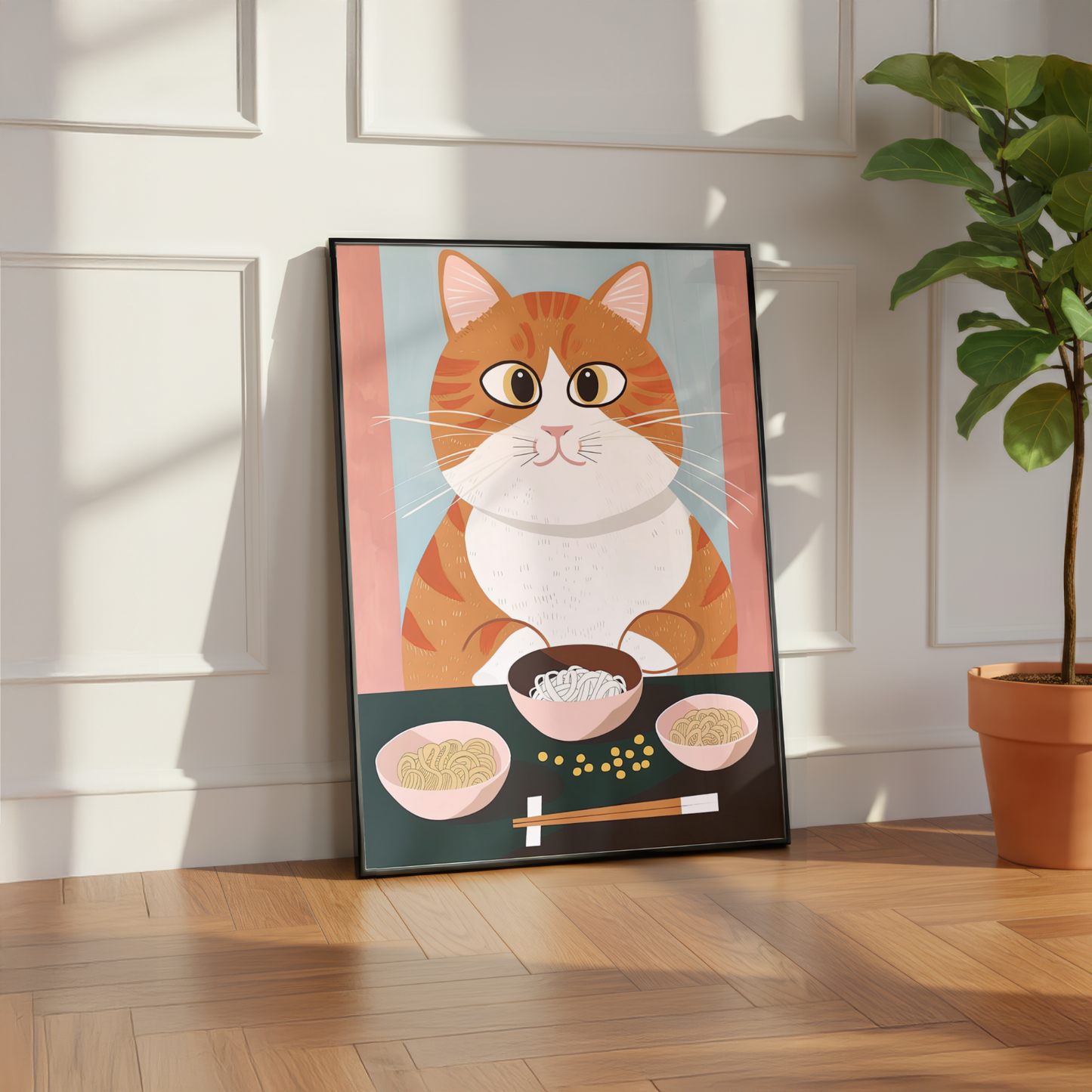 Cute Cat Noodle Print