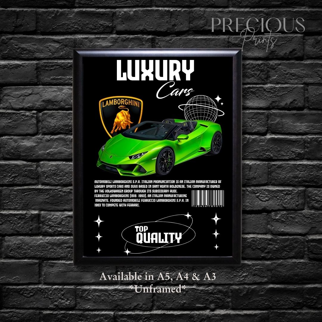 Green Lamborghini Sports Car Poster
