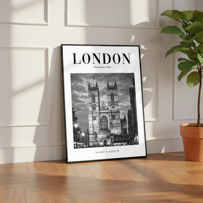 London Westminster Abbey Monochrome Poster