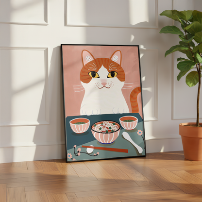 Cute Cat Noodle Print