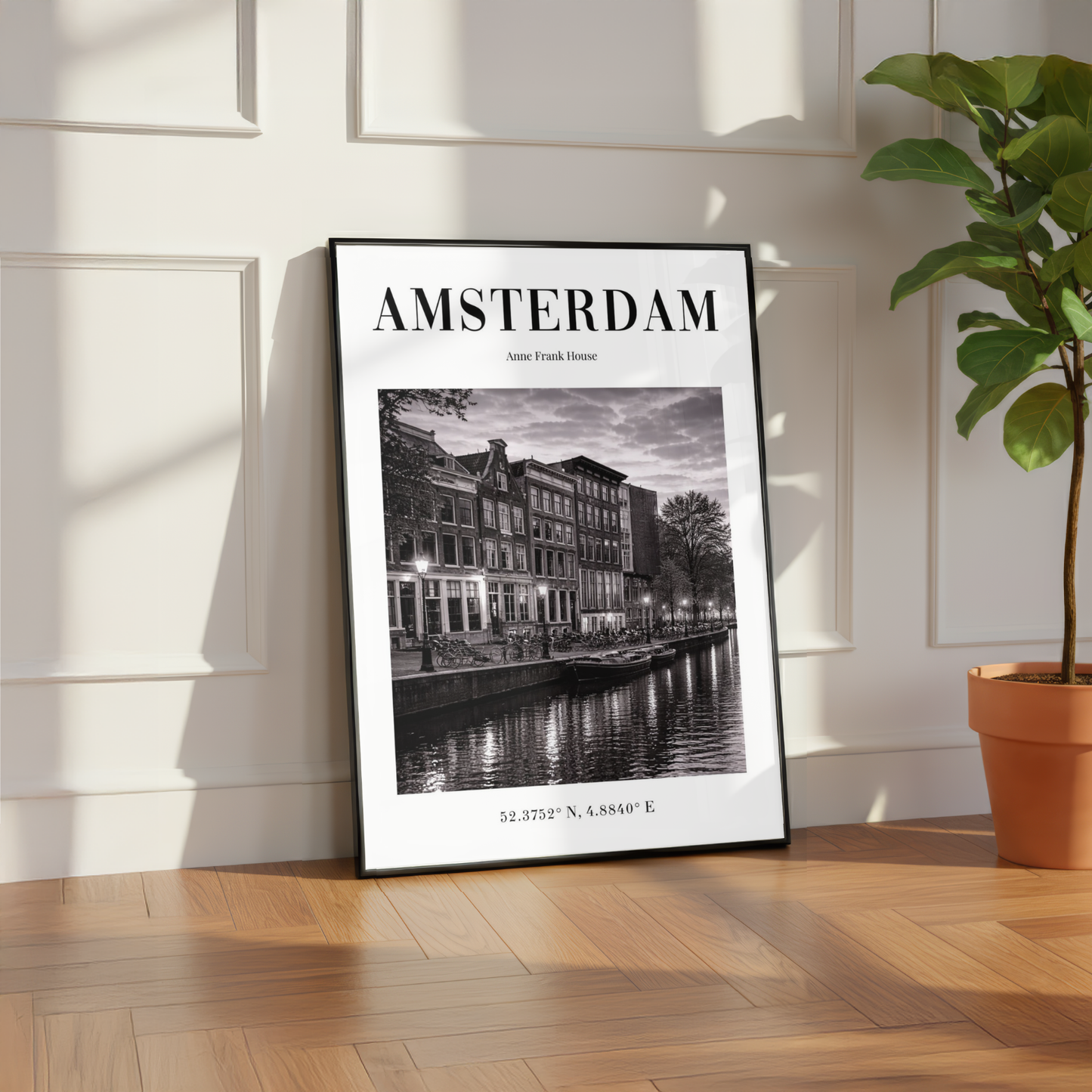 Amsterdam Anne Frank House Monochrome Poster