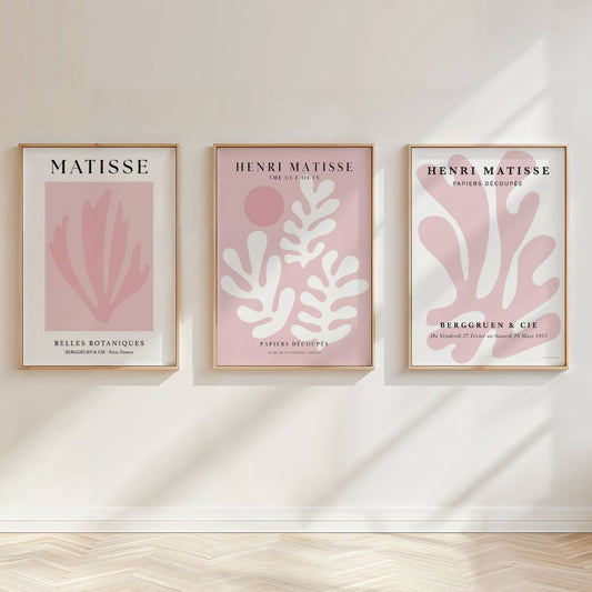 Set of 3 Pink Matisse Floral Prints