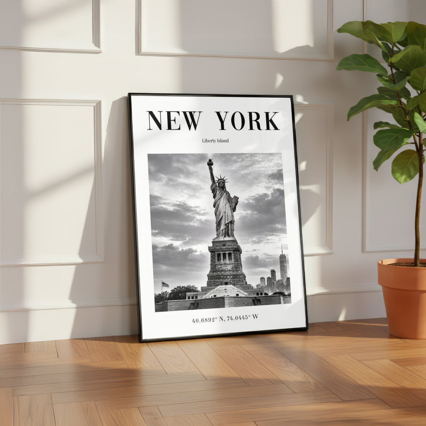 New York Statue of Liberty Monochrome Poster