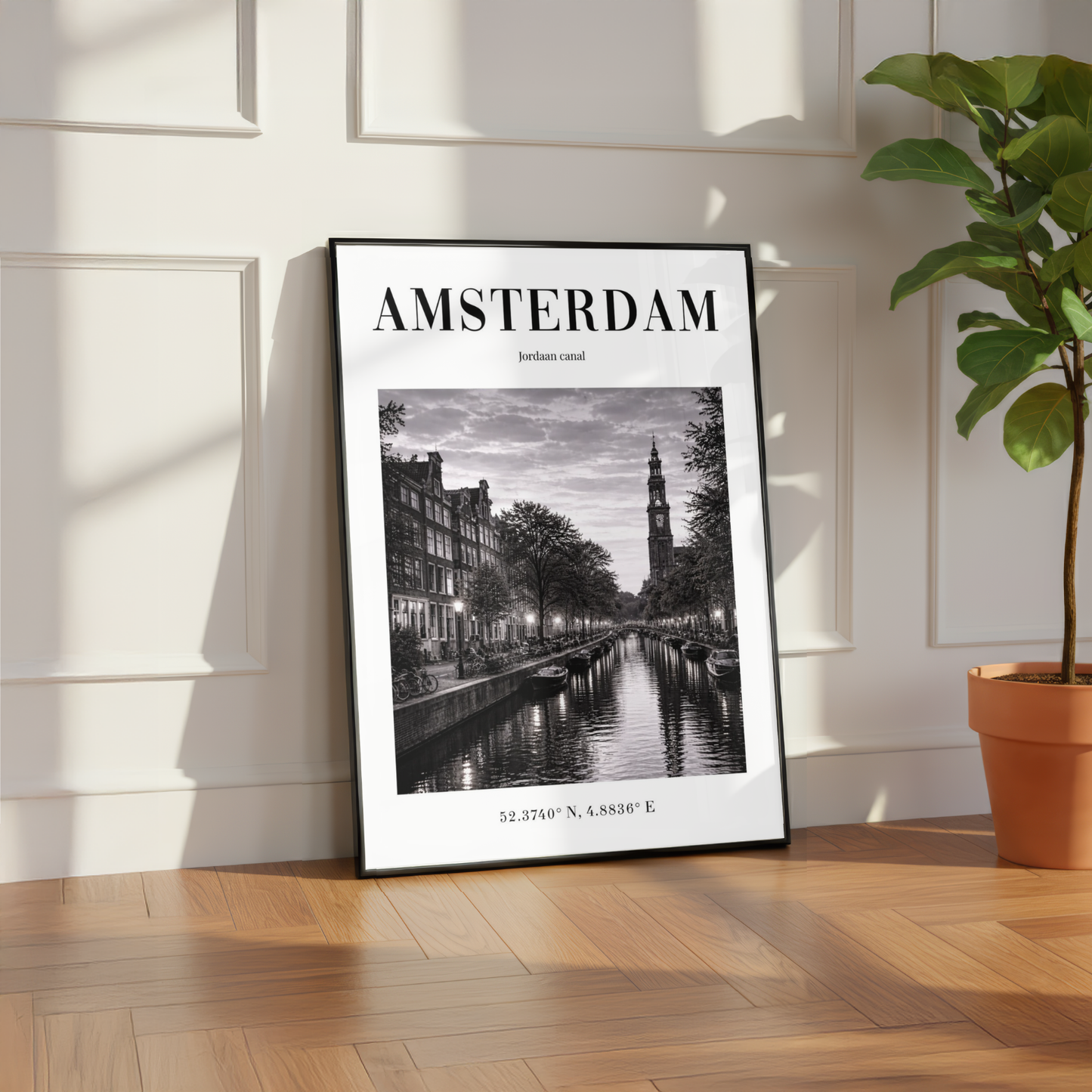 Amsterdam Jordaan Canal Monochrome Poster